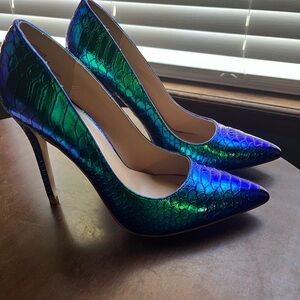 Iridescent Blue and Green Stiletto Heels